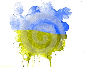 Watercolor texture of stains in color of Ukrainian flag