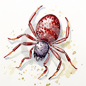 Watercolor Tick Painting On White Background