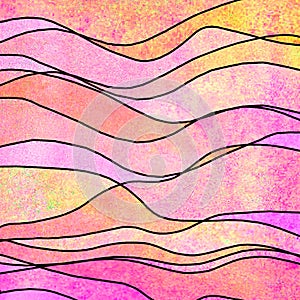 Watercolor transparent wave colorful background. Watercolour hand painted waves illustration