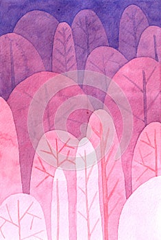 Watercolor tree pattern gradient background