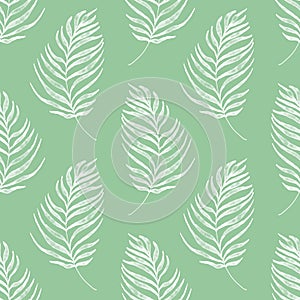 Watercolor tropical palm leaves seamless pattern