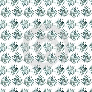 Watercolor tropical palm leaves seamless pattern. Hand drawn jungle illustration whte background