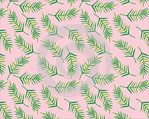 Watercolor tropical palm leaves seamless pattern. Vector illustration