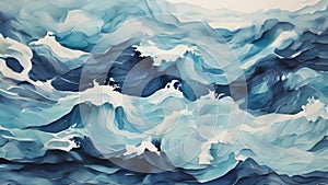watercolor turquoise pattern of sea wave, motion