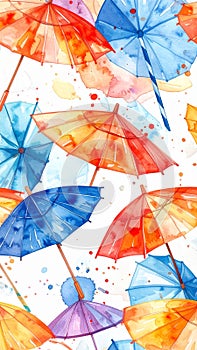 Watercolor Umbrellas Pattern - Vibrant and Playful Design