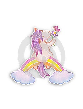 Watercolor unicorn horse pony