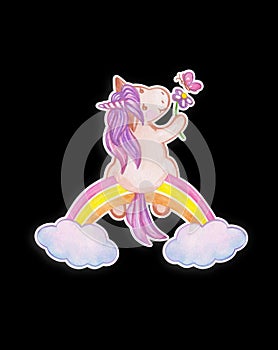 Watercolor unicorn pony