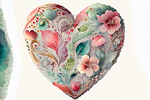Watercolor Valentine Heart illustration created with Generative AI
