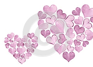 Watercolor Valentine's Lilac Love Gentle Hearts composition