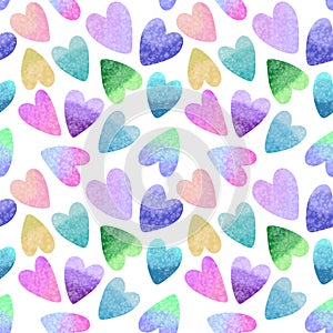 Watercolor valentines seamless hearts pattern for fabrics and packaging and wrapping and clothes print and kids a