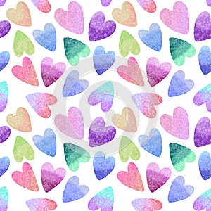 Watercolor valentines seamless hearts pattern for fabrics and packaging and wrapping and clothes print and kids a