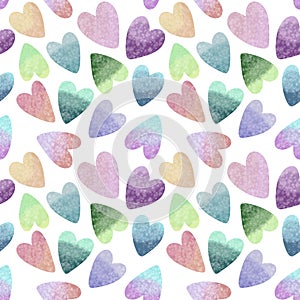 Watercolor valentines seamless hearts pattern for fabrics and packaging and wrapping and clothes print and kids a