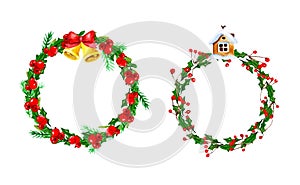 Watercolor vector Christmas wreath