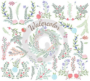 Watercolor Vector Collection of Florals