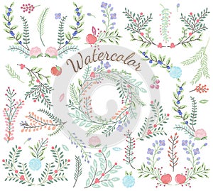 Watercolor Vector Collection of Florals photo