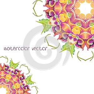 Watercolor Vector Flowers. Vector Watercolour Flowers. Mandala