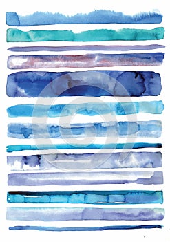 Watercolor vector lines, borders, Blue and violet watercolor vector frames