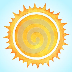 Watercolor vector sun with spiked crown