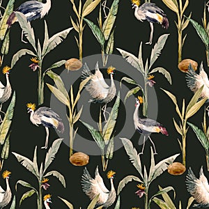 Watercolor vector tropical floral pattern