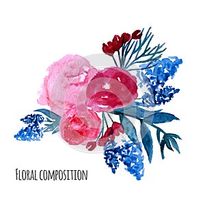 Watercolor vector wreath. Floral frame design