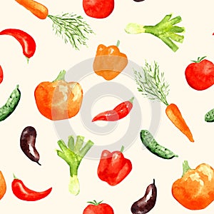 Watercolor vegetables seamless pattern