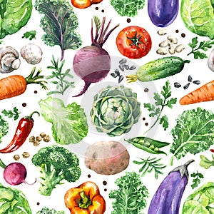Watercolor Vegetables Seamless Pattern photo