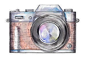 Watercolor vintage camera