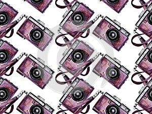 Watercolor vintage camera pattern