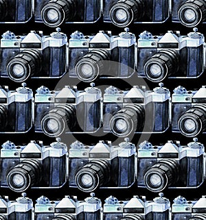 Watercolor vintage camera pattern