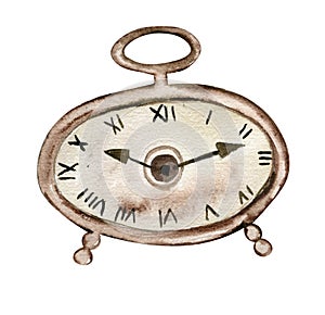 Watercolor vintage clock