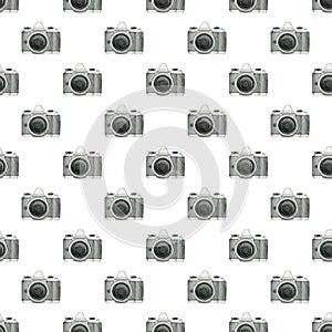 Watercolor vintage photo camera seamless pattern isolated on white background. Design for print,wrapping paper.