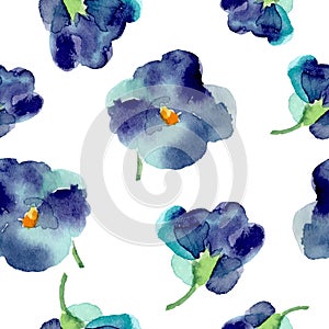 Watercolor of violet flowers seamless pattern