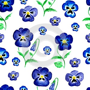 Watercolor violet flowers seamless pattern