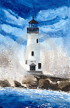 Watercolor Walton lighthouse