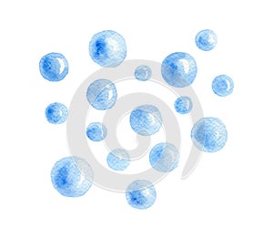 Watercolor water runs bubbles blue abstract