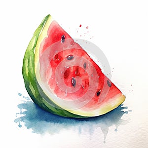 Watercolor watermelon isolated. Illustration AI Generative