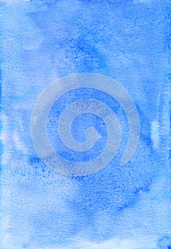 Watercolor watery light blue background painting. Hand painted