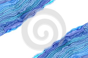 Watercolor wave texture abstract background. Lines of paint, hand painted alcohol ink illustration