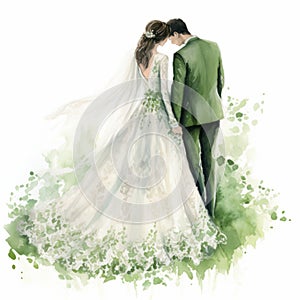 Watercolor Wedding Reception Clipart: Rev. And Mrs. In Lace