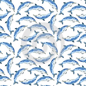 Watercolor whales pattern