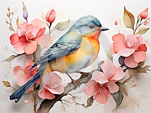 watercolor whimsy in songbird hues