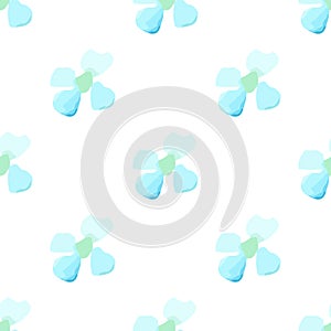 Watercolor white blue flower seamless vector pattern light background. Small daisies summer, daisy field