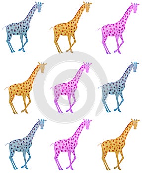 Watercolor wild animals of africa - giraffe. Hand drawn