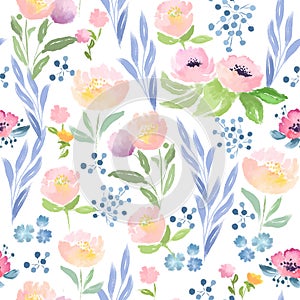 Watercolor wild flowers pattern