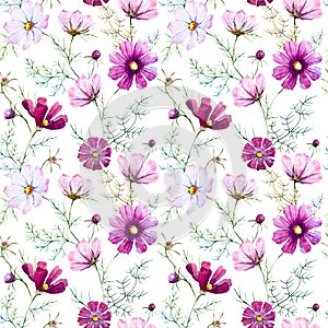 Watercolor wild flowers pattern