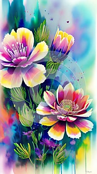 Watercolor wildflower bouquet ai