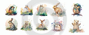Watercolor Wildlife Collection: Beautifully Painted Animals Including a Hedgehog, Fox, Wolf, Rabbit, Owl, Squirrel, Deer