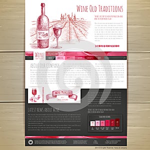Watercolor Wine concept design. Wed site design photo
