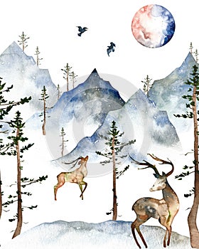 Watercolor winter card.