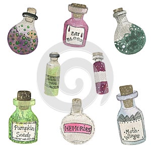 Watercolor witch potions